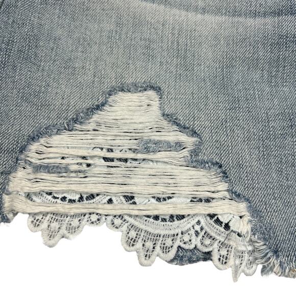 American Eagle Jean Skirt Hi-Rise Festival Mini Light Wash Denim Lace Women's 0 - Picture 12 of 12